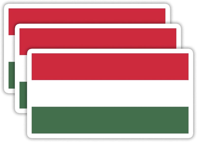 EMMACELA (3PCS) Hungary Flag stickers, Countries Flag Stickers - Waterproof Vinyl Decals For Laptops, Tumblers, Water Bottles, Books, Scrapbooks, Size 3 x 1.7 Inch - Image 1